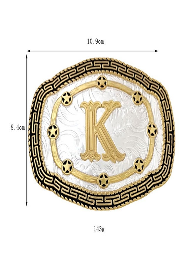 Seternaly Initial Belt Buckle Cowboy/Cowgirl Rodeo Large Golden Belt Buckle with Letter K for Men Women Boys - Image 2
